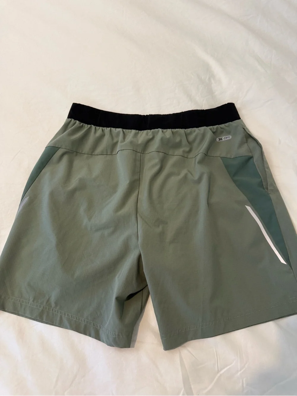 Mens Dri-Fit Olive Green Active Shorts with Black Waistband